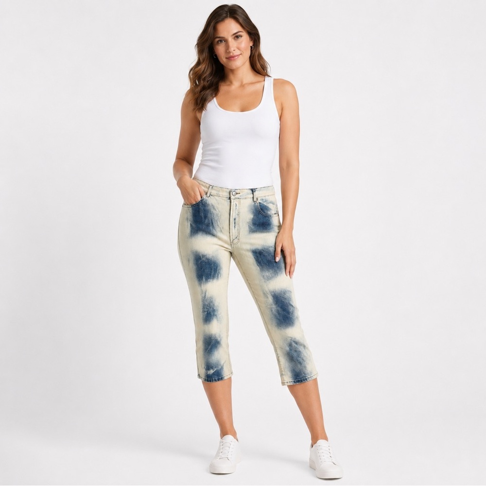 London Blue Women’s Capri Jeans Size 17/18 Bleached Stretch Denim NWT